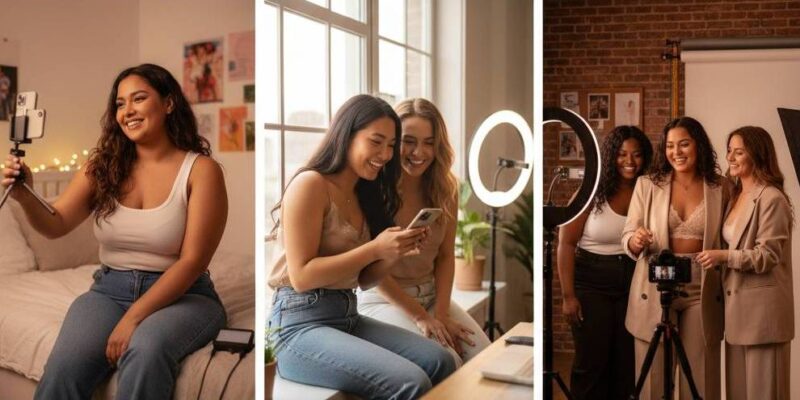 Glow Up Latina content creator's journey from solo beginner to collaborative success.